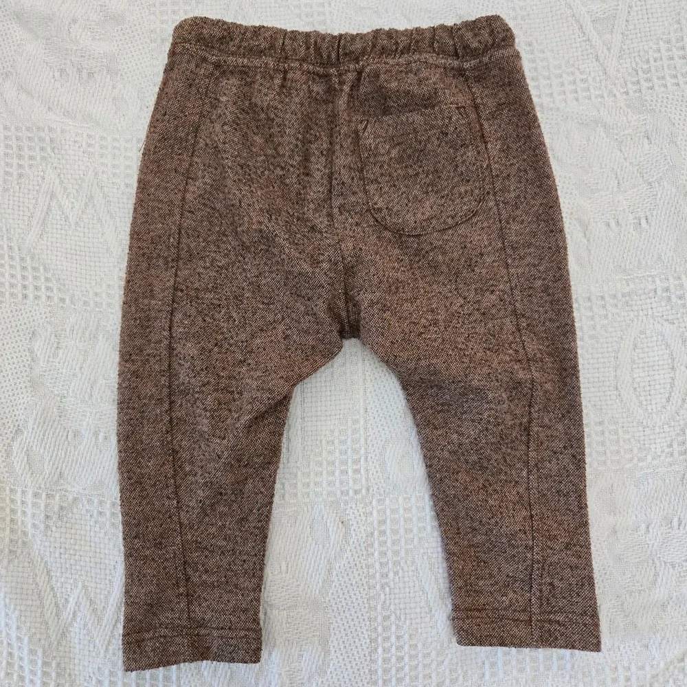 Brown Knit Baby Jogger‎ Pants – Elastic Waist with Front Pockets 12-18Months